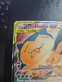 Eevee & Snorlax GX SM169 Tag Team Full Art Black Star Promo Pokemon TCG Dmg - Image 2