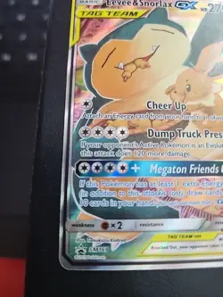 Eevee & Snorlax GX SM169 Tag Team Full Art Black Star Promo Pokemon TCG Dmg - Image 3