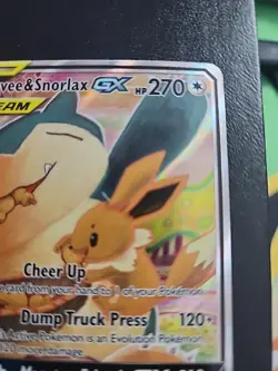 Eevee & Snorlax GX SM169 Tag Team Full Art Black Star Promo Pokemon TCG Dmg - Image 4