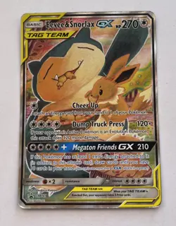 Pokemon TCG - Eevee & Snorlax GX (Tag Team) SM169 - FULL ART - Sun & Moon promo - Image 1