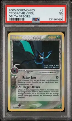 2005 POKEMON EX DELTA SPECIES #2 CROBAT-REVERSE FOIL PSA 7 - Image 1