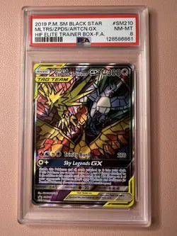Pokemon TCG Moltres Zapdos Articuno GX SM210 Hidden Fate Promo PSA 8 - Image 1