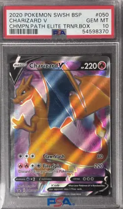 2020 POKEMON SWSH BLACK STAR PROMO CHARIZARD V#050 CHMPN.PATH ETB PSA 10 - Image 1