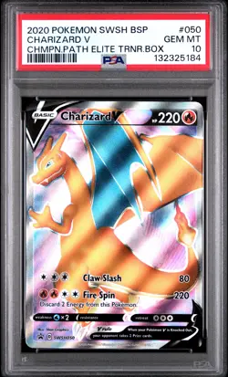2020 POKEMON SWSH BLACK STAR PROMO #050 CHARIZARD V PSA 10 - Image 1