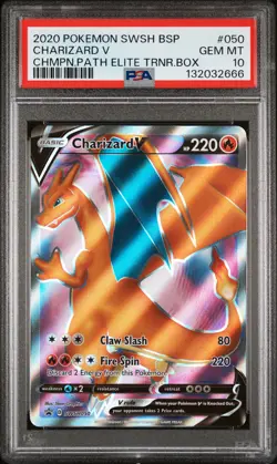 2020 POKEMON SWSH BLACK STAR PROMO #050 CHARIZARD V PSA 10 - Image 1