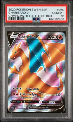 2020 POKEMON SWSH BLACK STAR PROMO #050 CHARIZARD V PSA 10 - Image 1