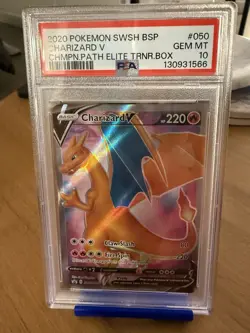 2020 POKEMON SWSH BLACK STAR PROMO CHAMPION'S PATH CHARIZARD V 050 - PSA 10 - Image 1