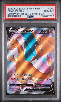 2020 POKEMON SWSH BLACK STAR PROMO #050 CHARIZARD V PSA 10 - Image 1