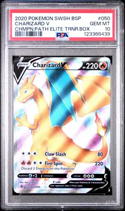 2020 POKEMON SWSH BLACK STAR PROMO #050 CHARIZARD V PSA 10 - Image 1