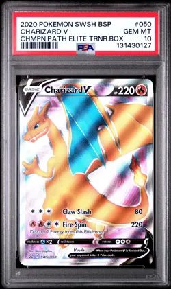 2020 POKEMON SWSH BLACK STAR PROMO 050 CHARIZARD V CHAMPION'S PATH PSA 10 - Image 1