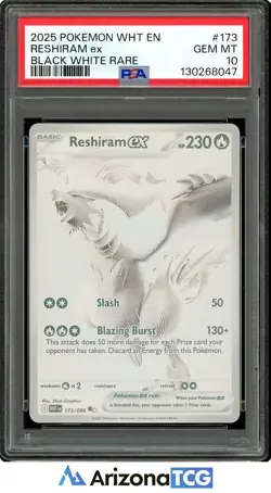 Pokemon 2025 Reshiram ex 173/086 Black White Rare White Flare GEM MINT PSA 10 - Image 1