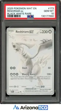Pokemon 2025 Reshiram ex 173/086 Black White Rare White Flare GEM MINT PSA 10 - Image 1