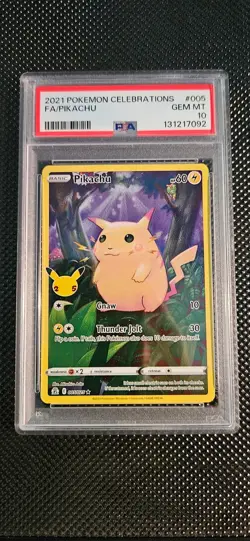 2021 POKEMON CELEBRATIONS #005 FULL ART/PIKACHU PSA 10 - Image 1