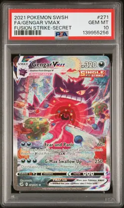 2021 POKEMON SWORD & SHIELD FUSION STRIKE SECRET FULL ART/GENGAR VMAX PSA 10 - Image 1