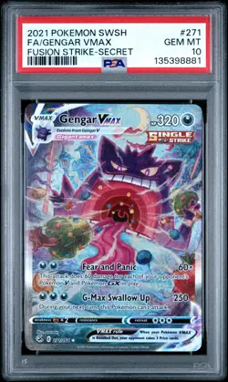 2021 POKEMON SWORD & SHIELD FUSION STRIKE SECRET FULL ART/GENGAR VMAX PSA 10 - Image 1