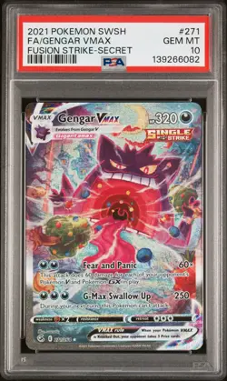 2021 POKEMON SWORD & SHIELD FUSION STRIKE SECRET FULL ART/GENGAR VMAX PSA 10 - Image 1