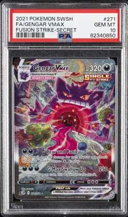 2021 POKEMON SWORD & SHIELD FUSION STRIKE SECRET FULL ART/GENGAR VMAX PSA 10 - Image 1