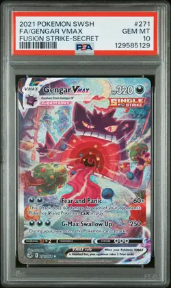 2021 POKEMON SWORD & SHIELD FUSION STRIKE SECRET FULL ART/GENGAR VMAX PSA 10 - Image 1