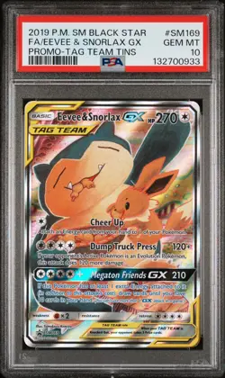 2019 POKEMON SM BLACK STAR PROMO #SM169 FULL ART/EEVEE & SNORLAX GX PSA 10 - Image 1