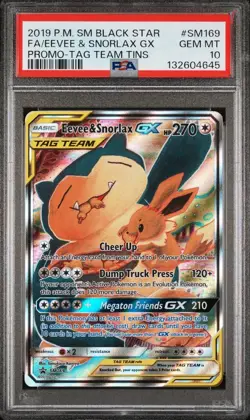 2019 POKEMON SM BLACK STAR PROMO #SM169 FULL ART/EEVEE & SNORLAX GX PSA 10 - Image 1