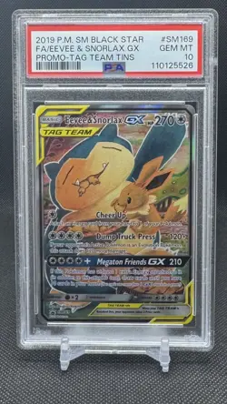 2019 POKEMON SM BLACK STAR PROMO #SM169 FULL ART/EEVEE & SNORLAX GX PSA 10 - Image 3