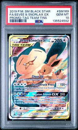 2019 POKEMON SM BLACK STAR PROMO #SM169 FULL ART/EEVEE & SNORLAX GX PSA 10 - Image 1