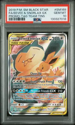 2019 POKEMON SM BLACK STAR PROMO #SM169 FULL ART/EEVEE & SNORLAX GX PSA 10 - Image 1