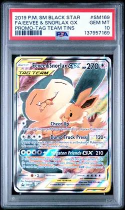 2019 POKEMON SM BLACK STAR PROMO #SM169 FULL ART/EEVEE & SNORLAX GX PSA 10 - Image 1