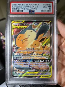 2019 POKEMON SM BLACK STAR PROMO #SM169 FULL ART/EEVEE & SNORLAX GX PSA 10 - Image 1