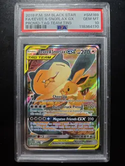 2019 POKEMON SM BLACK STAR PROMO #SM169 FULL ART/EEVEE & SNORLAX GX PSA 10 - Image 2