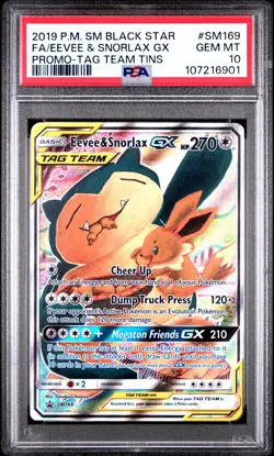 2019 POKEMON SM BLACK STAR PROMO #SM169 FULL ART/EEVEE & SNORLAX GX PSA 10 - Image 1