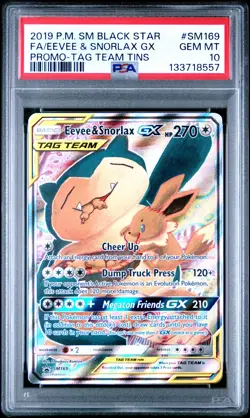 2019 POKEMON SM BLACK STAR PROMO #SM169 FULL ART/EEVEE & SNORLAX GX PSA 10 - Image 1