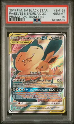 2019 POKEMON SM BLACK STAR PROMO #SM169 FULL ART/EEVEE & SNORLAX GX PSA 10 - Image 1