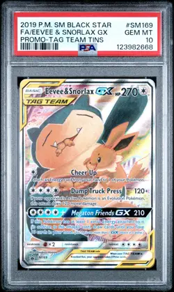 2019 POKEMON SM BLACK STAR PROMO #SM169 FULL ART/EEVEE & SNORLAX GX PSA 10 - Image 1