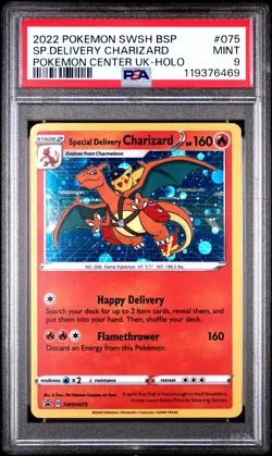 2022 POKEMON SWSH BLACK STAR PROMO #075 SPECIAL DELIVERY CHARIZARD-HOLO PSA 9 - Image 1