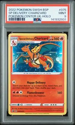 2022 POKEMON SWSH BLACK STAR PROMO #075 SPECIAL DELIVERY CHARIZARD-HOLO PSA 9 - Image 1