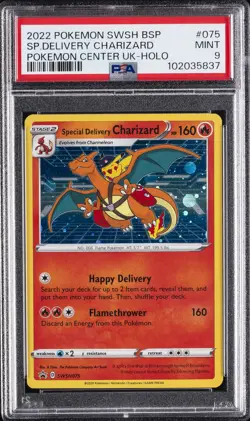 2022 POKEMON SWSH BLACK STAR PROMO #075 SPECIAL DELIVERY CHARIZARD-HOLO PSA 9 - Image 1