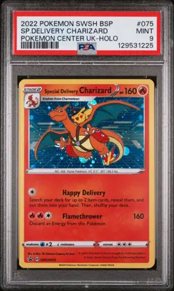 2022 POKEMON SWSH BLACK STAR PROMO #075 SPECIAL DELIVERY CHARIZARD-HOLO PSA 9 - Image 1