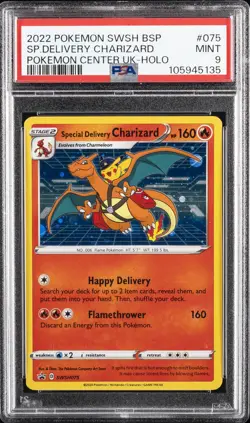 2022 POKEMON SWSH BLACK STAR PROMO #075 SPECIAL DELIVERY CHARIZARD-HOLO PSA 9 - Image 1