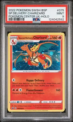 2022 POKEMON SWSH BLACK STAR PROMO #075 SPECIAL DELIVERY CHARIZARD-HOLO PSA 9 - Image 1