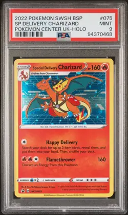 2022 POKEMON SWSH BLACK STAR PROMO #075 SPECIAL DELIVERY CHARIZARD-HOLO PSA 9 - Image 1
