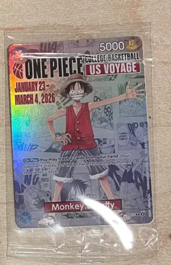 One Piece Monkey D. Luffy US Voyage College Basketball Card Rutgers 1/23 IN HAND - Image 2
