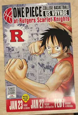 One Piece Monkey D. Luffy US Voyage College Basketball Card Rutgers 1/23 IN HAND - Image 4