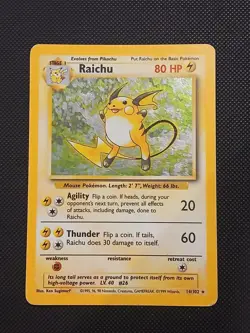 ⭐ Raichu 14/102 ⭐ Original Holo Rare Base Set Pokemon Card WOTC TCG 1999 - Image 1