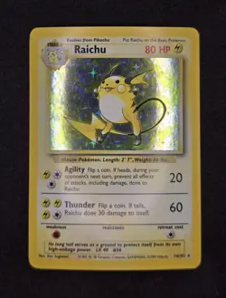 Raichu 14/102 Holo Base Set Unlimited WOTC 1999 Pokemon TCG Card Rare MP ✨ - Image 1
