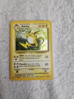 Pokemon TCG Raichu Holo Rare Card 14/102 Base Set 1999 - Image 1