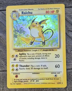 Raichu Base Set 14/102 Pokemon TCG Card Holo Rare WOTC Vintage 1999 NM- - Image 2
