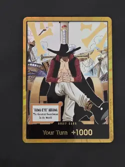 Dracule Mihawk OP14 Gold Don!! Azure Sea's Seven One Piece Card English NM - Image 1