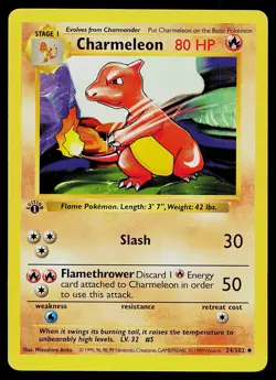 Pokemon Card - Charmeleon Base Set (Shadowless) 24/102 Uncommon 1st Edition - Image 1