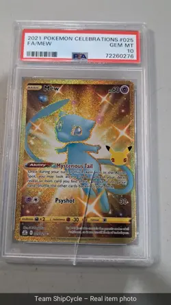 Pokemon TCG Celebrations Mew Gold Full Art Holo Card 2525 PSA 10 Secret G2U - Image 3